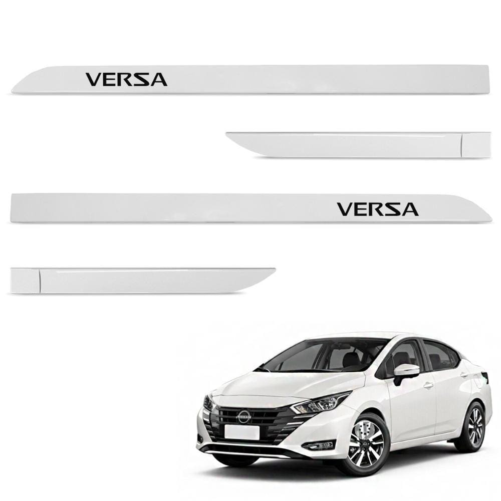 Jogo de Friso Lateral Versa 2017 a 2024 Branco Aspen
