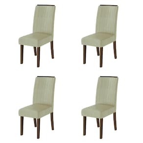 Conjunto Com 4 Cadeiras Estofada Sala de Jantar Grécia Cedro / Bege Dobuê