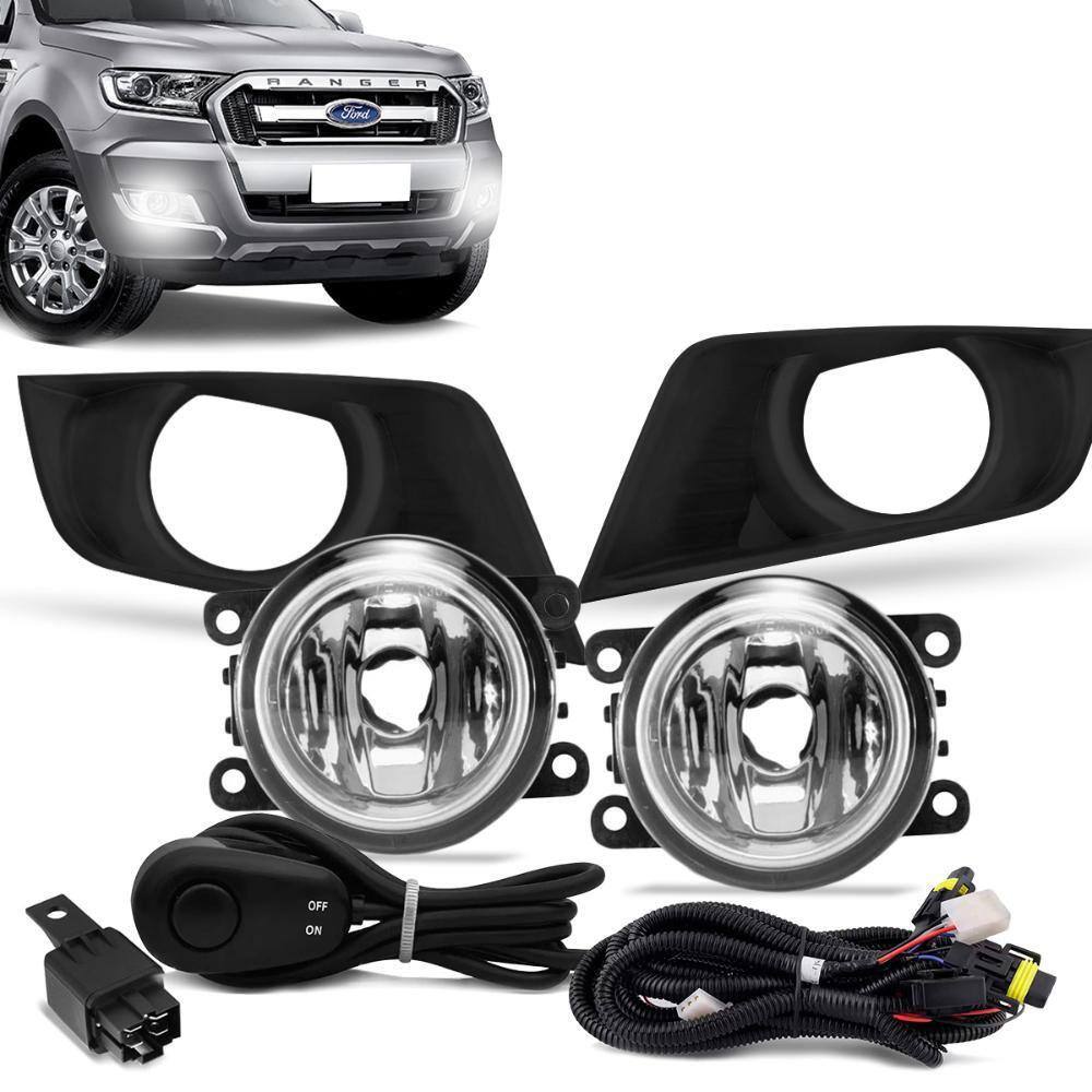 Farol Milha Ranger 2016 2019 Botão Modelo Moldura Preta