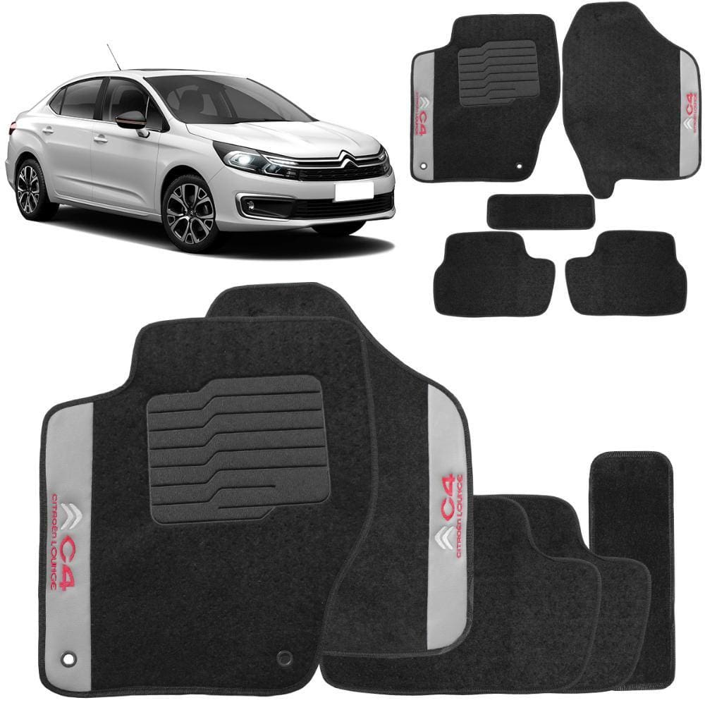 Jogo de Tapete Carpete C4 Lounge 2013 a 2020 Preto 5 Peças