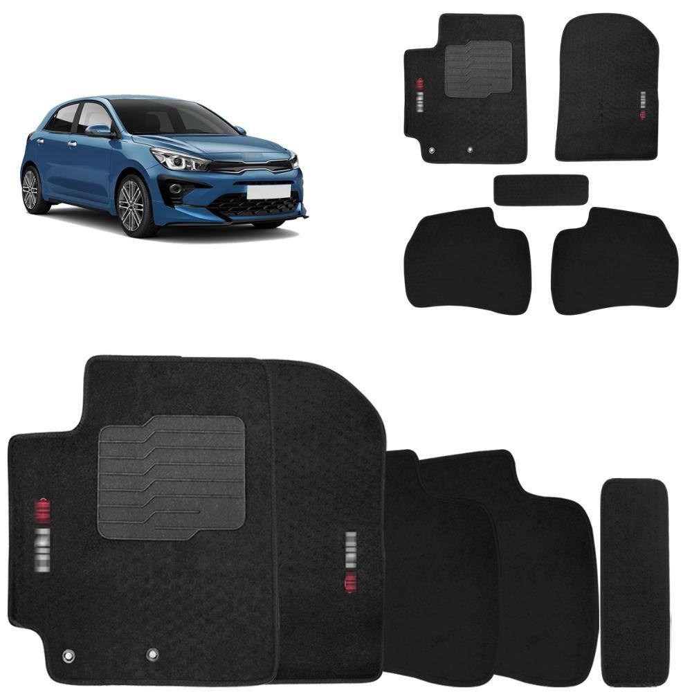 Jogo de Tapete Carpete para Kia Rio 2020 a 2023 Preto 5 Peças