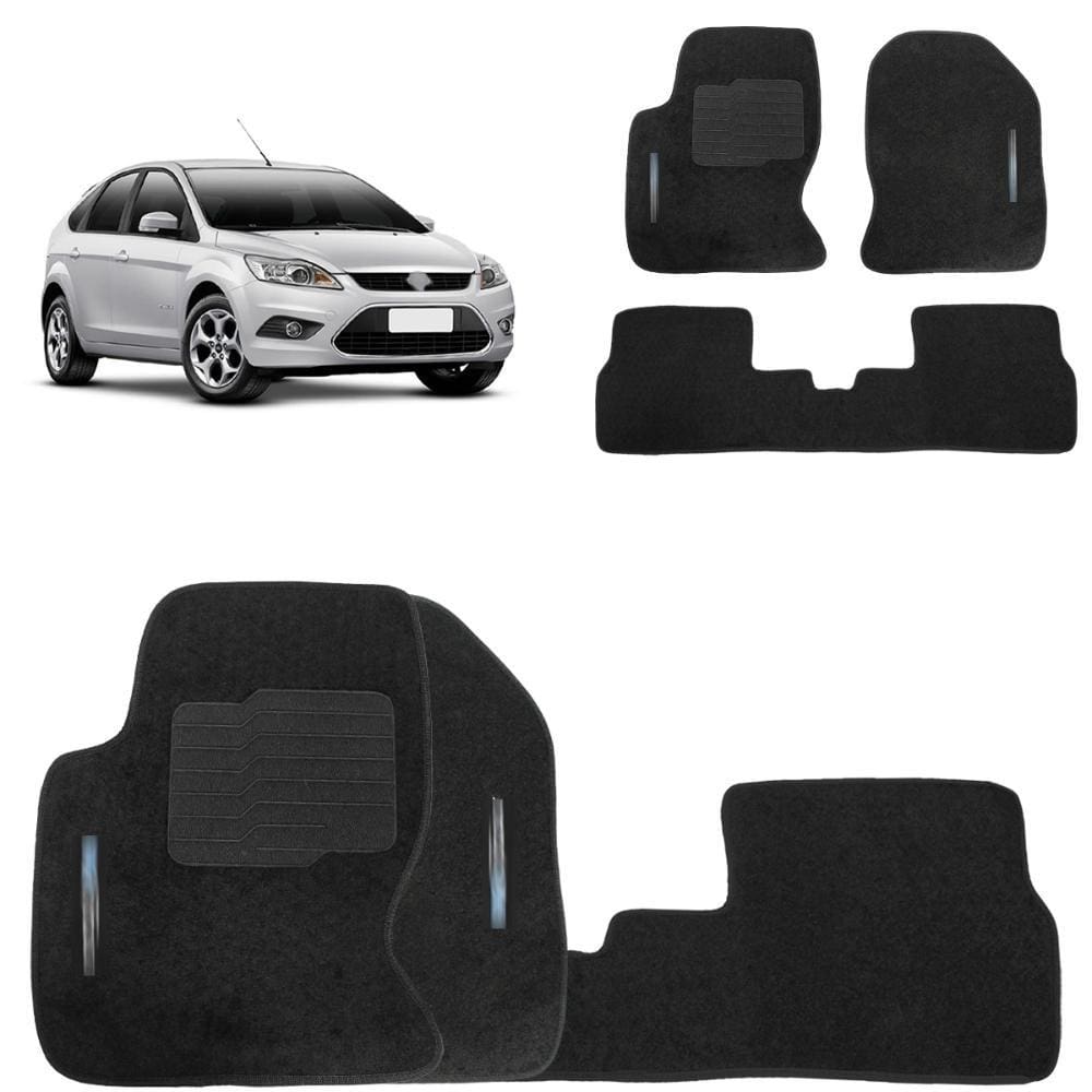 Jogo de Tapete Carpete Focus 2009 a 2014 Preto 3 Peças
