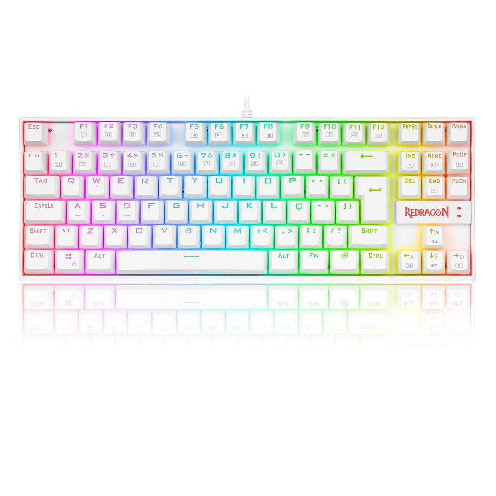 Teclado Mecânico Redragon Kumara Lunar White - Rgb - Swblue