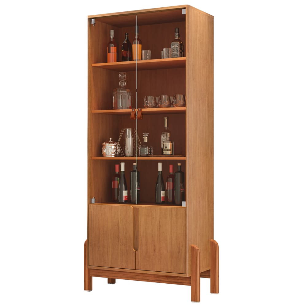 Cristaleira com 2 Portas de Vidro Tiajin Cedro