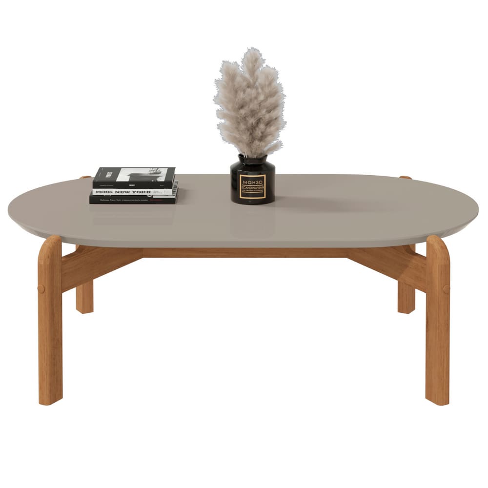 Mesa de Centro Oval Colombo Off White Cedro
