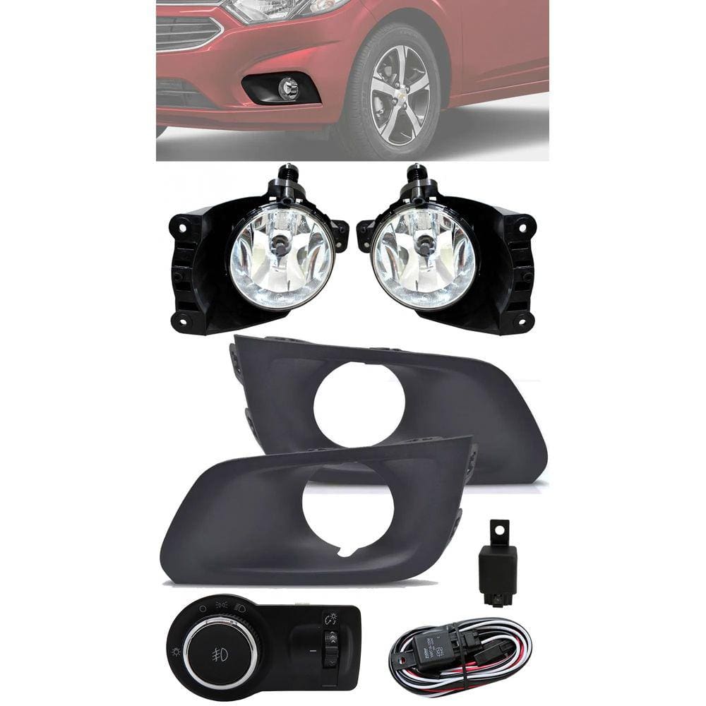Kit Farol De Milha Neblina Chevrolet Onix E Novo Prisma Lt E Ltz 2017 2018 2019 2020 Com Moldura