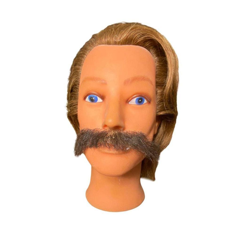 Bigode Grande Falso Postiço Realista Castanho Escuro + Cola