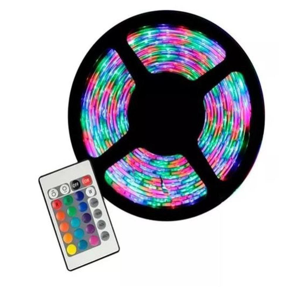Fita De Led 5050 Sem Silicone Ip20  Rgb+Controle