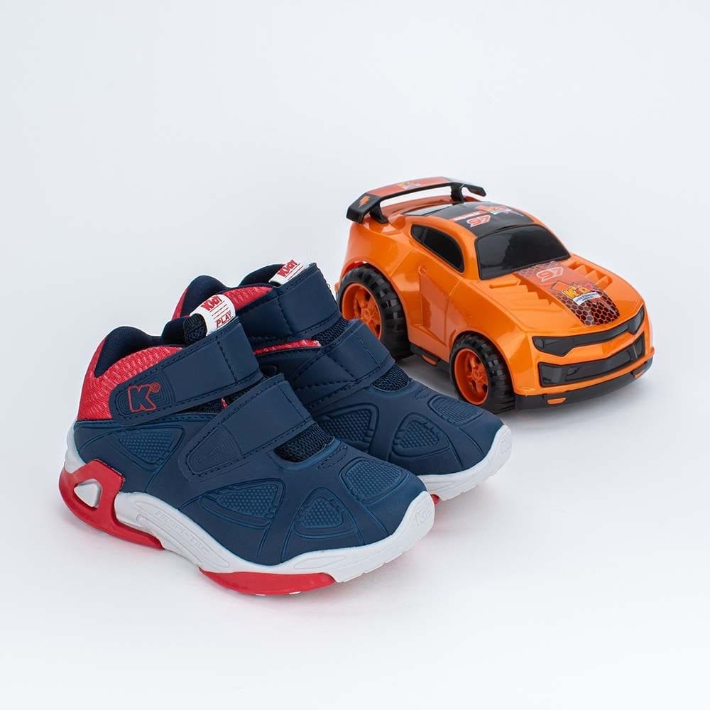 Tênis Infantil Cano Alto Kidy Play Carrinho Azul Marinho