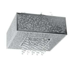 Plafon Apolo Inox Quadrado Com Cristal Para Led 40 X 40 Cm