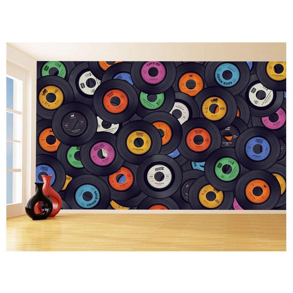 Papel De Parede 3D Musica Vinil Antigos Retrô 3,5M Mus85