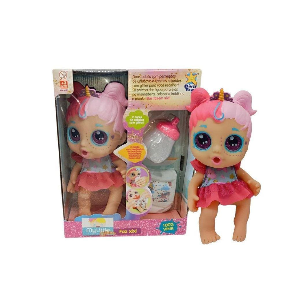 Boneca My Little Glitter Faz Com Acessórios - Pink/Rosa