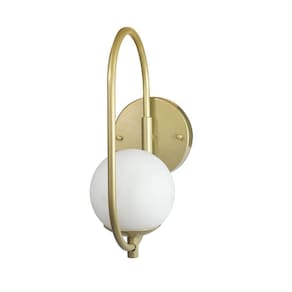 Kit 2 Arandela Parede Online Dourado Globo De Vidro Branco