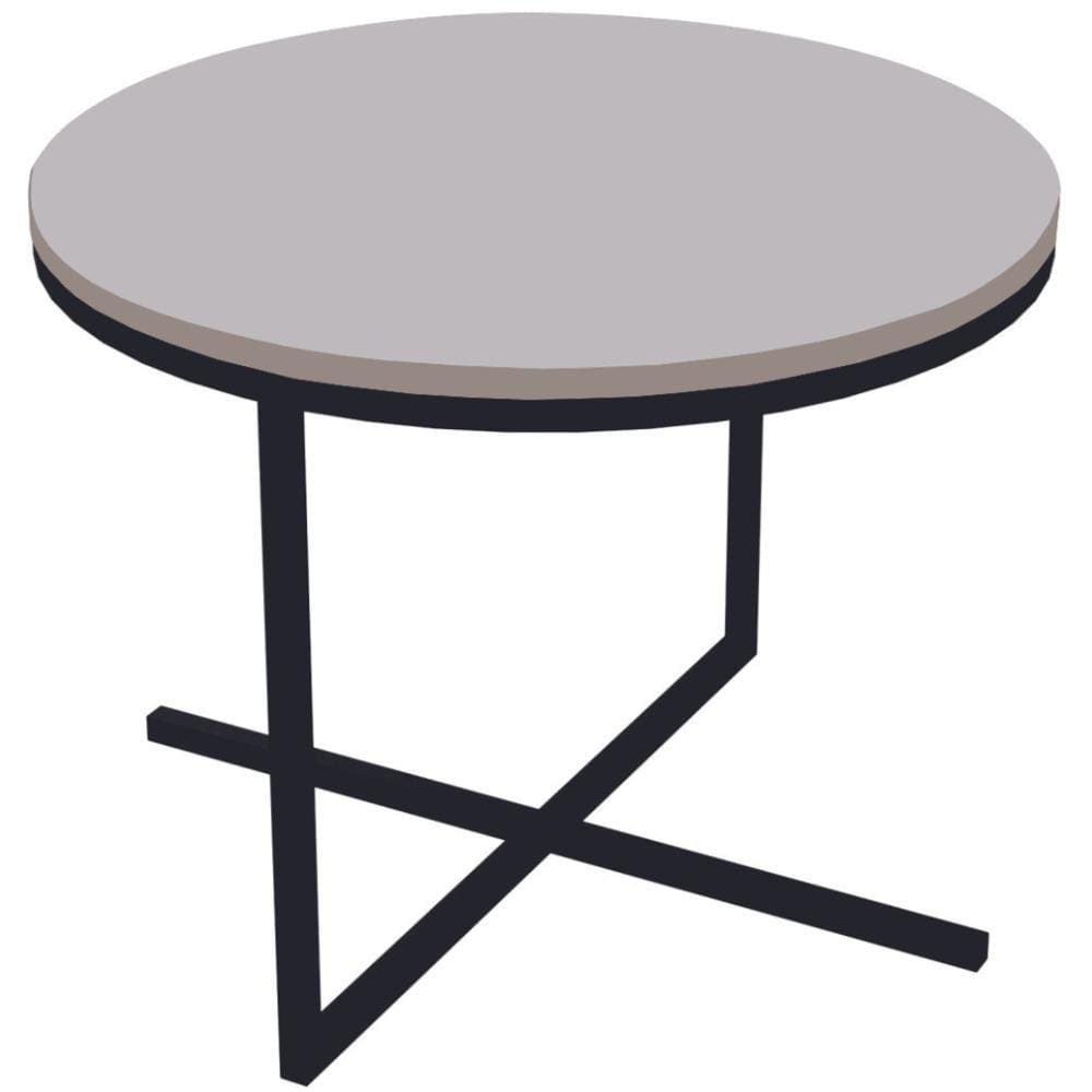 Mesa de Centro Redonda Volpi Artesano 36 cm (altura) em MDP Branco Estrutura Metálica em Aço Preto
