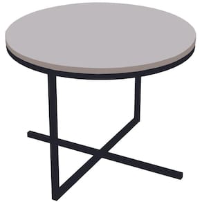 Mesa de Centro Redonda Volpi Artesano 36 cm (altura) em MDP Branco Estrutura Metálica em Aço Preto