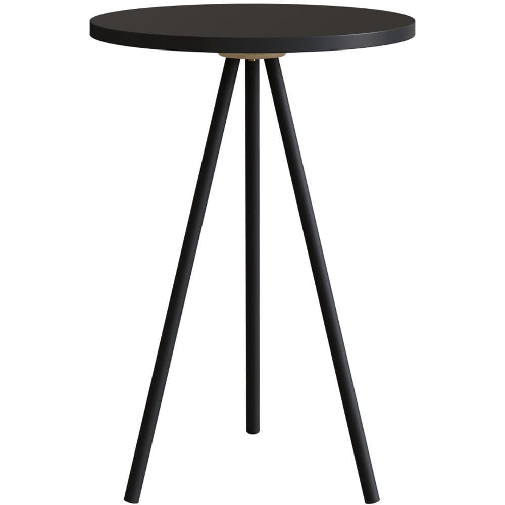 Mesa Lateral Redonda Artesano 48,5 cm (altura) em MDP Preto Estrutura Metálica em Aço Preto