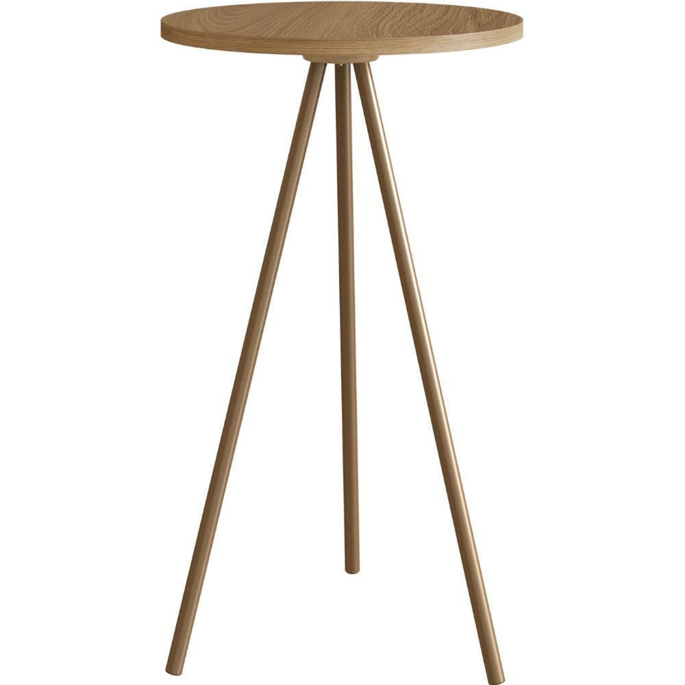 Mesa Lateral Redonda Artesano 58,5 cm (altura) em MDP Hanover Estrutura Metálica em Aço Dourado