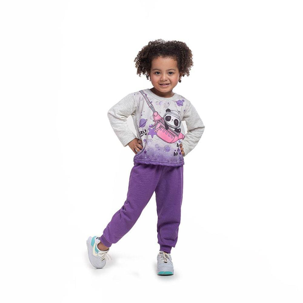 Conjunto Bebê Menina Moletom Panda