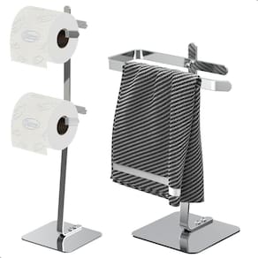 Porta Papel Higiênico De Chão Inox E Toalha Lavabo Oslo.D