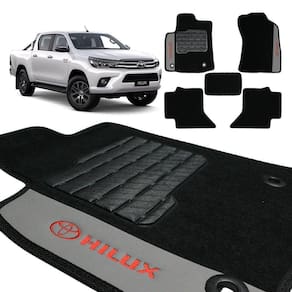Jogo de Tapete Carpete Hilux 2016 a 2020 Preto Bordado 5 Pçs