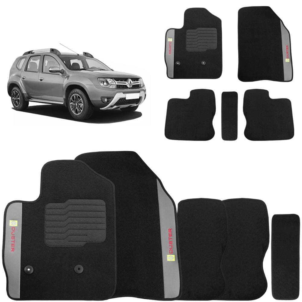 Jogo de Tapete Carpete Duster 2016 a 2019 Preto Bordado 5 Peças