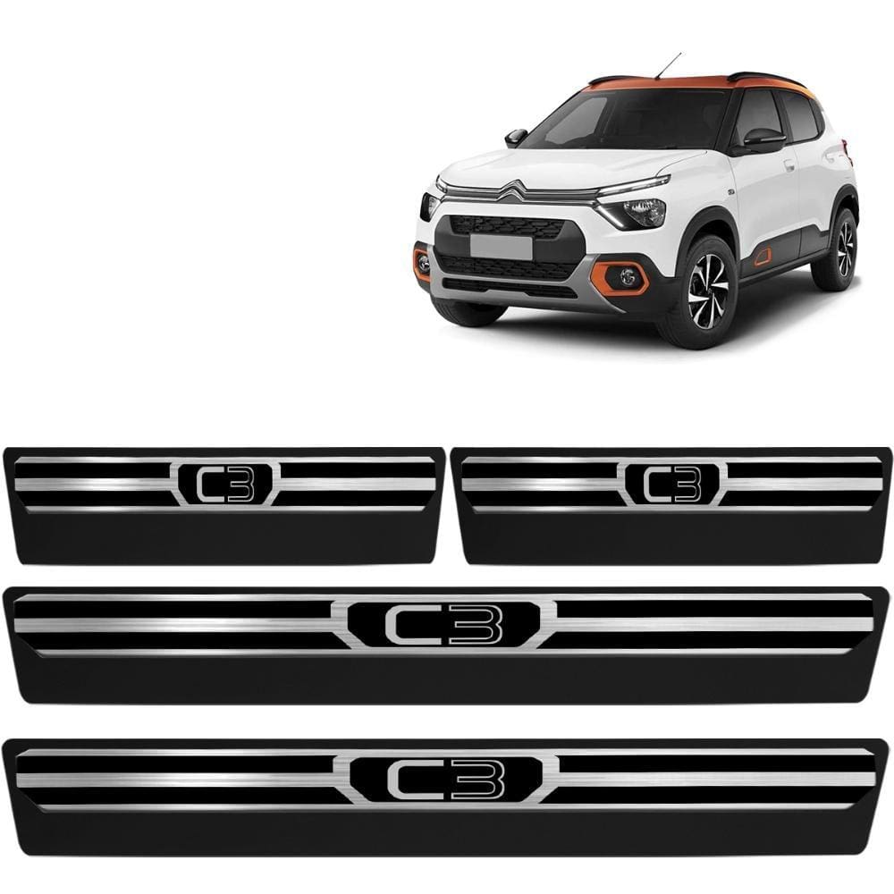 Jogo de Soleira Premium Citroen C3 2023 Escovado 4 Portas