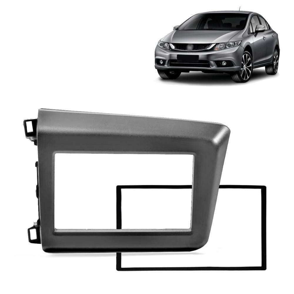 Moldura 2 Din Civic 2012 2016 Cinza Padrão Japonês e Chinês