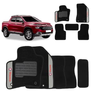 Jogo Tapete Carpete Fiat Toro 2016 a 2023 Pto Bordado 5 Pçs