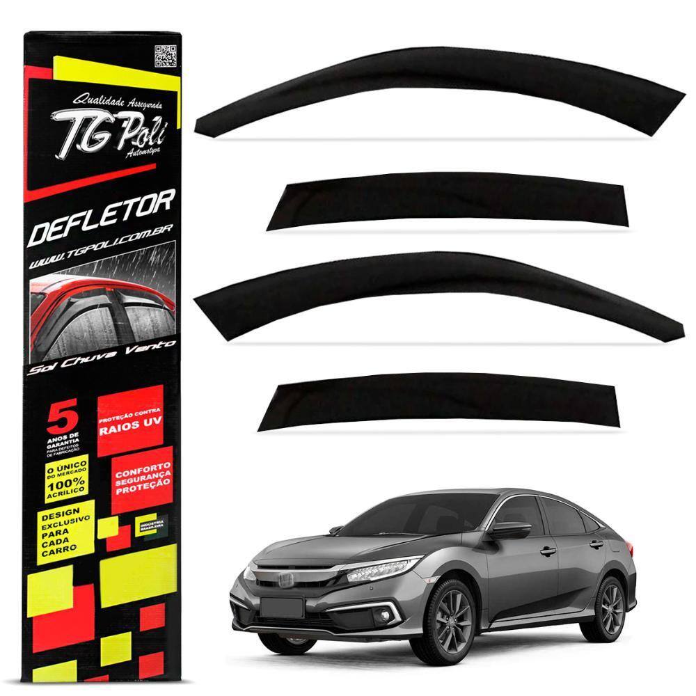 Calha Chuva Civic 2017 a 2021 Inteiriça Acrílico Fumê Tgpoli