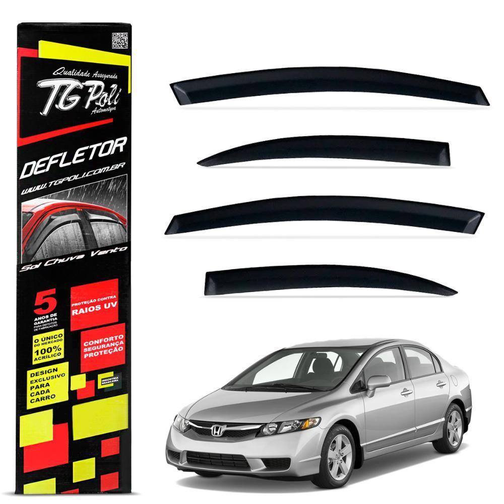 Calha de Chuva New Civic 2007 a 2011 Acrílico Fumê Tgpoli