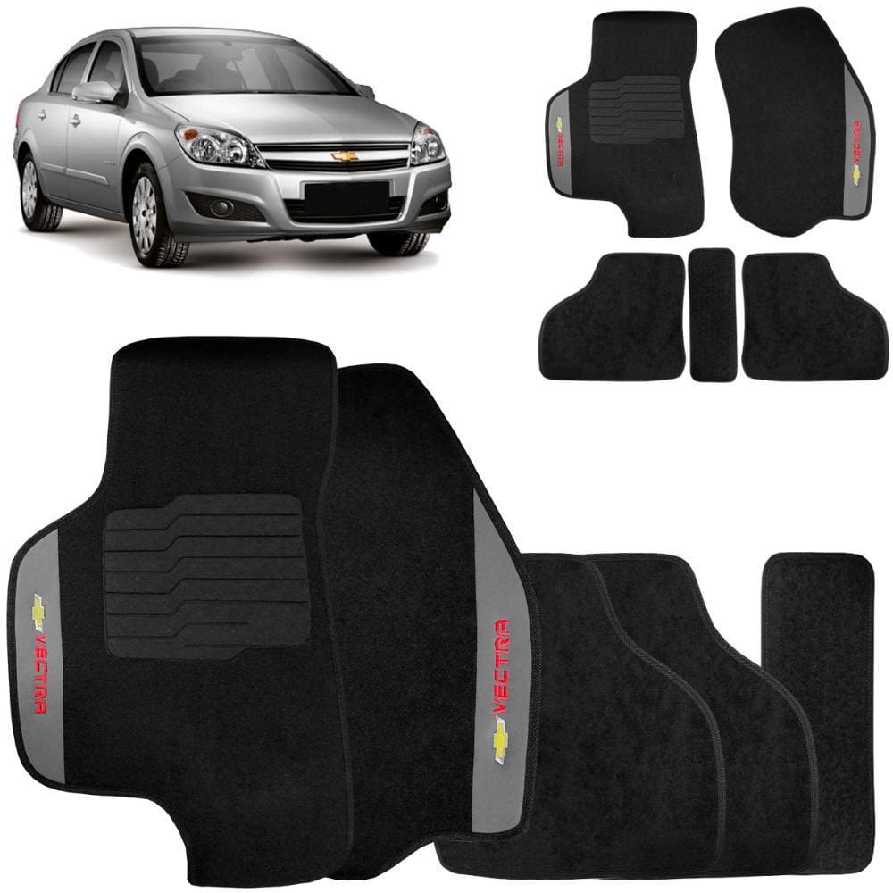 Jogo de Tapete Carpete Vectra 2006 a 2011 Preto 5 Peças