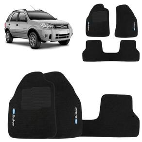Jogo de Tapete Carpete Ecosport 2003 a 2012 Preto 3 Peças