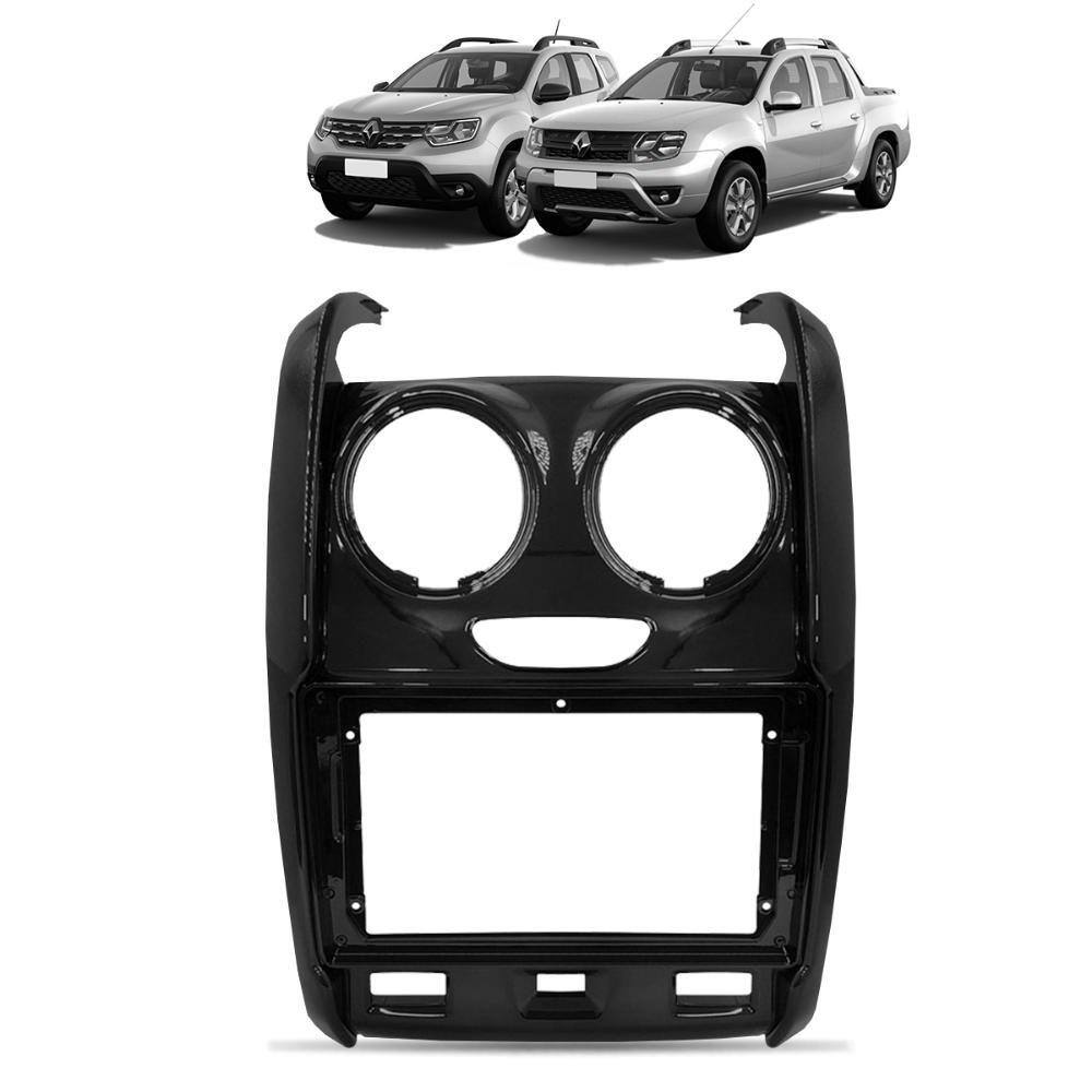 Moldura Painel 9 Pol Duster e Oroch 2014 a 2019 Black Piano