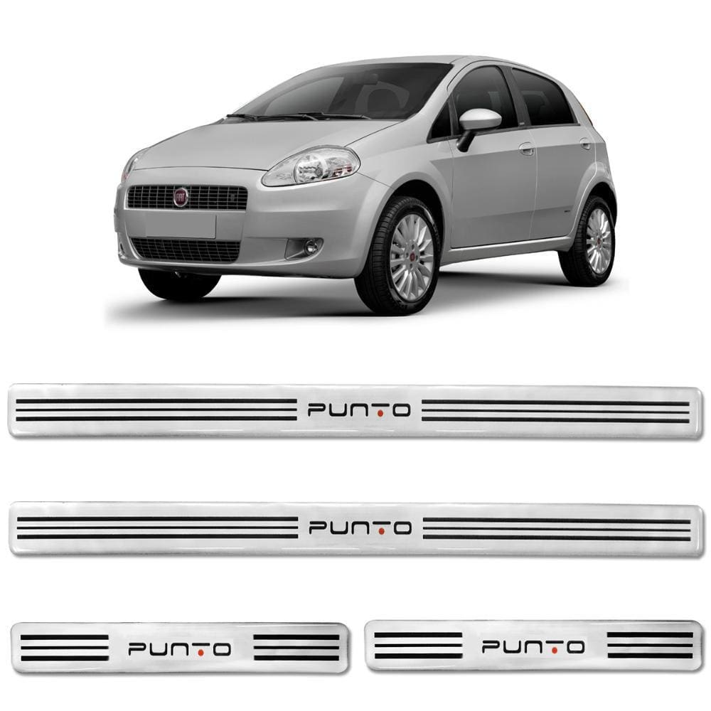 Soleira Resinada Fiat Punto 2008 a 2017 Prata Alto Brilho