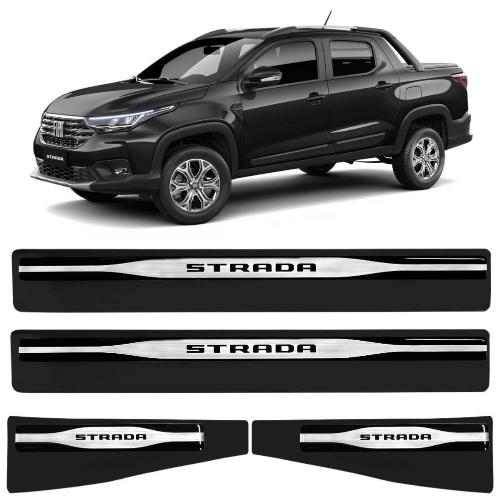 Soleira Premium Fiat Strada CD 2020 2021 Escovada 4 Portas