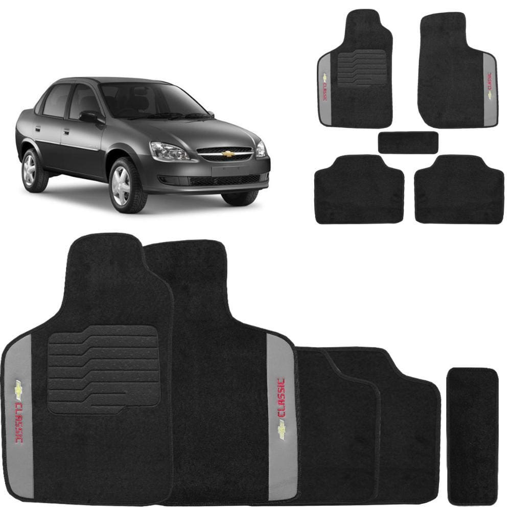 Jogo Tapetes Carpete Corsa Classic 2002 a 2016 Preto 5 Peças