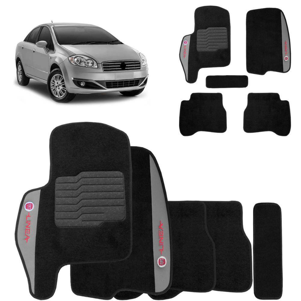 Jogo de Tapete Carpete Linea 2008 a 2012 Preto 5 Peças