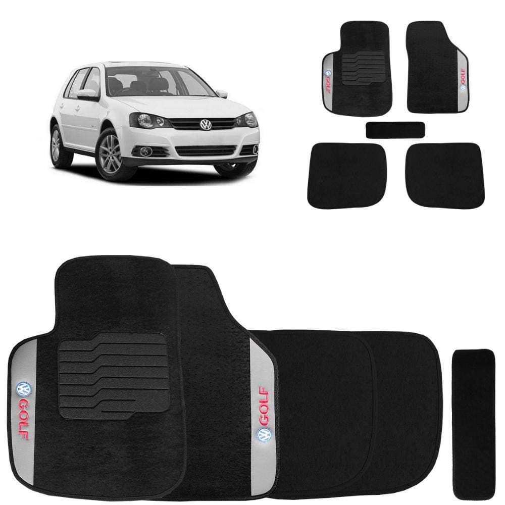 Jogo de Tapetes Carpete Golf 1999 a 2011 Preto 5 Peças