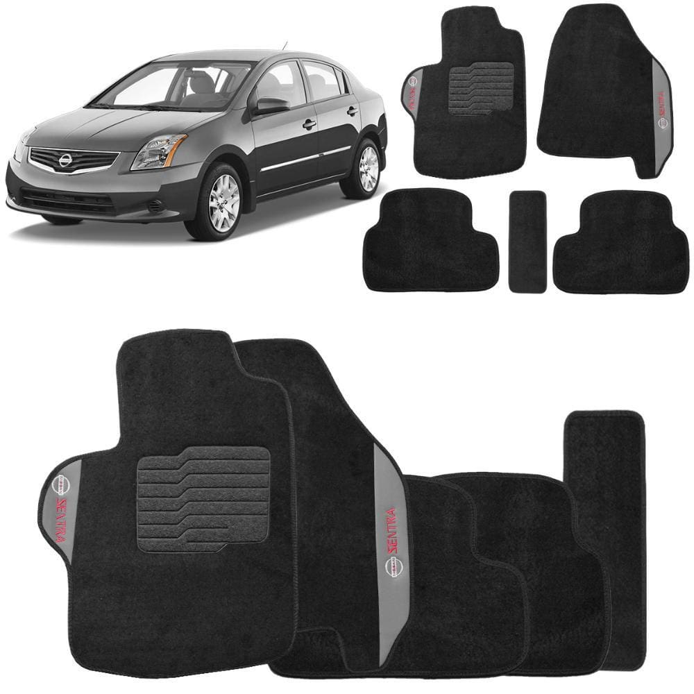 Jogo Tapetes Carpete Nissan Sentra 2007 a 2013 Preto Bordado