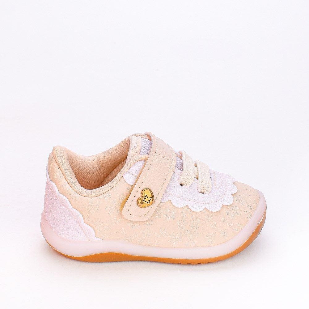 Tênis Infantil Feminino Kidy Colors Flores Marfim