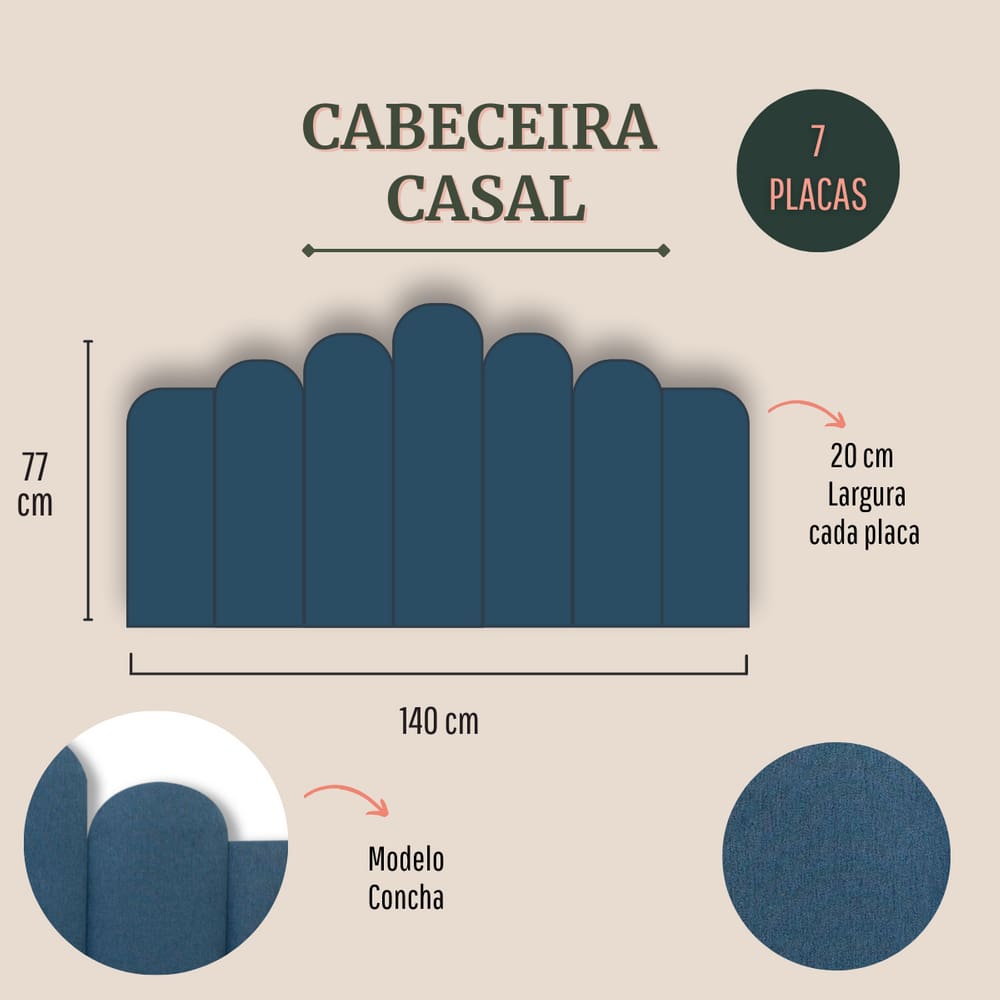 Cabeceira Estofada Concha Linho 