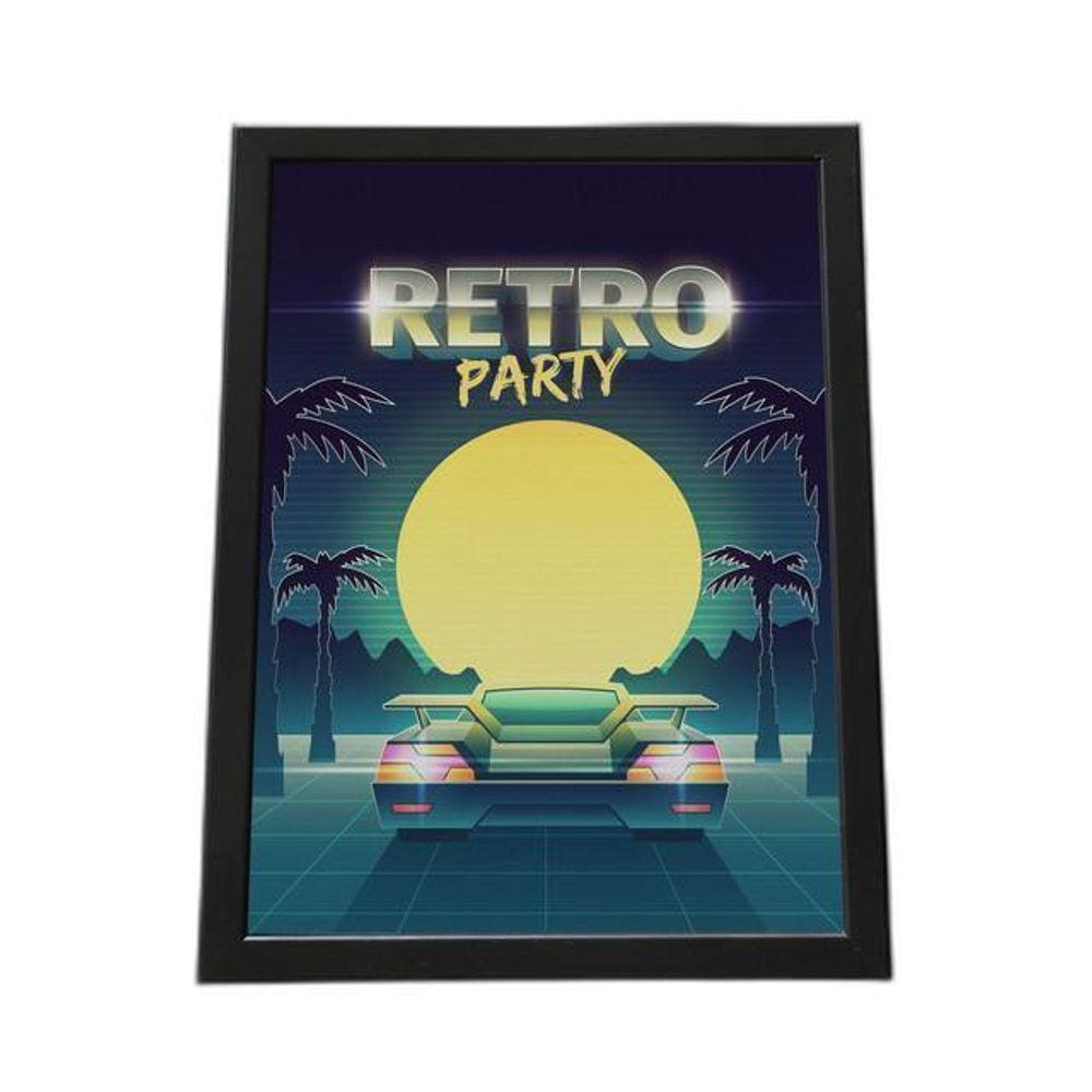 Quadro Com Moldura Retro Party Carro