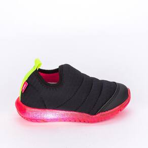 Tênis Infantil de Luz Kidy Flex Calce Fácil Preto e Pink