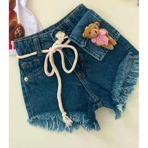Short jeans blogueirinha menina - 2 peças