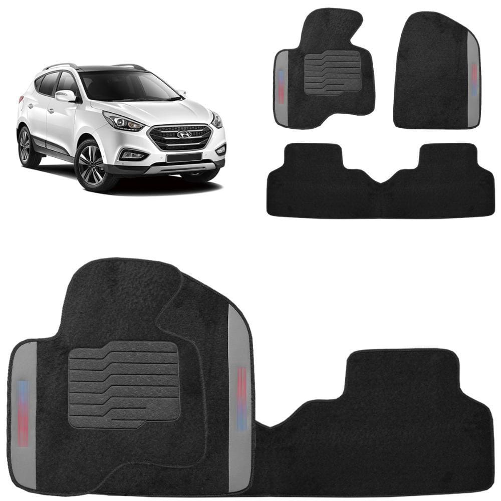 Jogo de Tapete Carpete Ix35 2011 a 2022 Preto 5 Peças