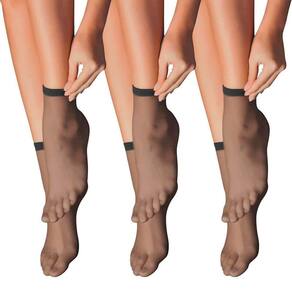 Kit 3 Pares Meia Soquete Feminina Fio 15