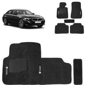 Jogo de Tapete Carpete BMW 320i 2013 a 2024 Preto 5 Peças