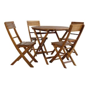 Conjunto Para Varanda Dobravel 4 Cadeiras E 1 Mesa - Madeira