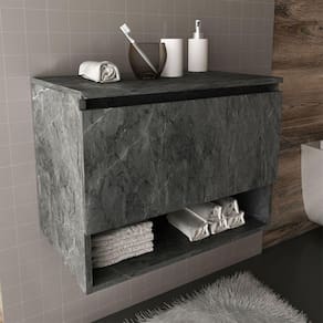 Balcão Gabinete Suspenso para Banheiro 60x46,5cm Mármore Lunar