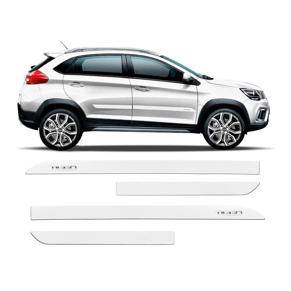 Friso Escrita Cromada Chery Tiggo 2 Branco Perolizado